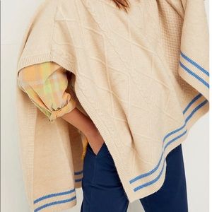 Free People Harbour Stripe Cable Poncho, Sz All